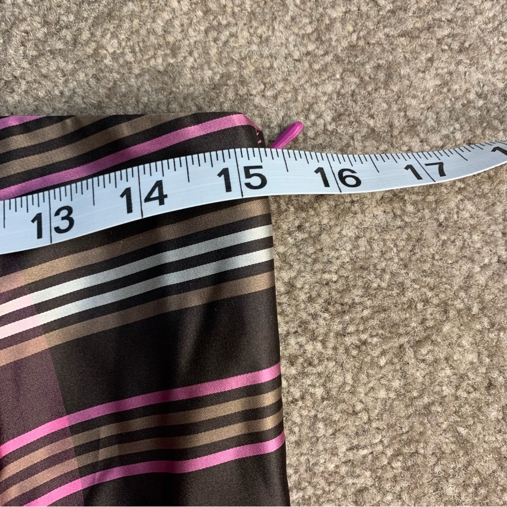 Ann Taylor Sz4 100% silk pink&brown striped sleeveless zip corset top with stays - Picture 8 of 9